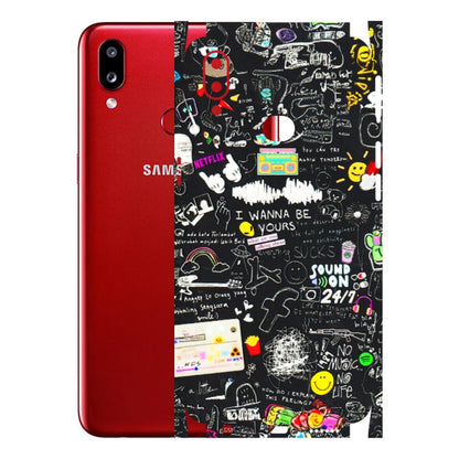 Samsung A/S Series Phone Skins (All Models) - Black Creatives Doodles - 3D Embossed Finish (L-311) Samsung Galaxy A10S