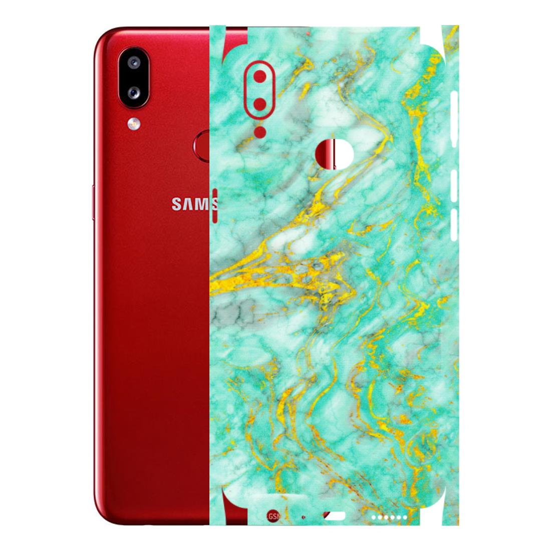 Samsung A/S Series Phone Skins (All Models) - Green And Gold Marble Feel - Matte Finish (M-16) Samsung Galaxy A10S