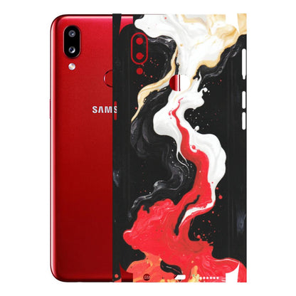 Samsung A/S Series Phone Skins (All Models) - Black Red White Paint Splash Fusion - Matte Finish (M-56) Samsung Galaxy A10S