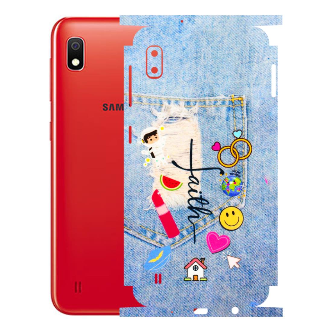 Samsung A/S Series Phone Skins (All Models) - Denim Jeans Pocket - 3D Embossed Finish (L-134) Samsung Galaxy A10