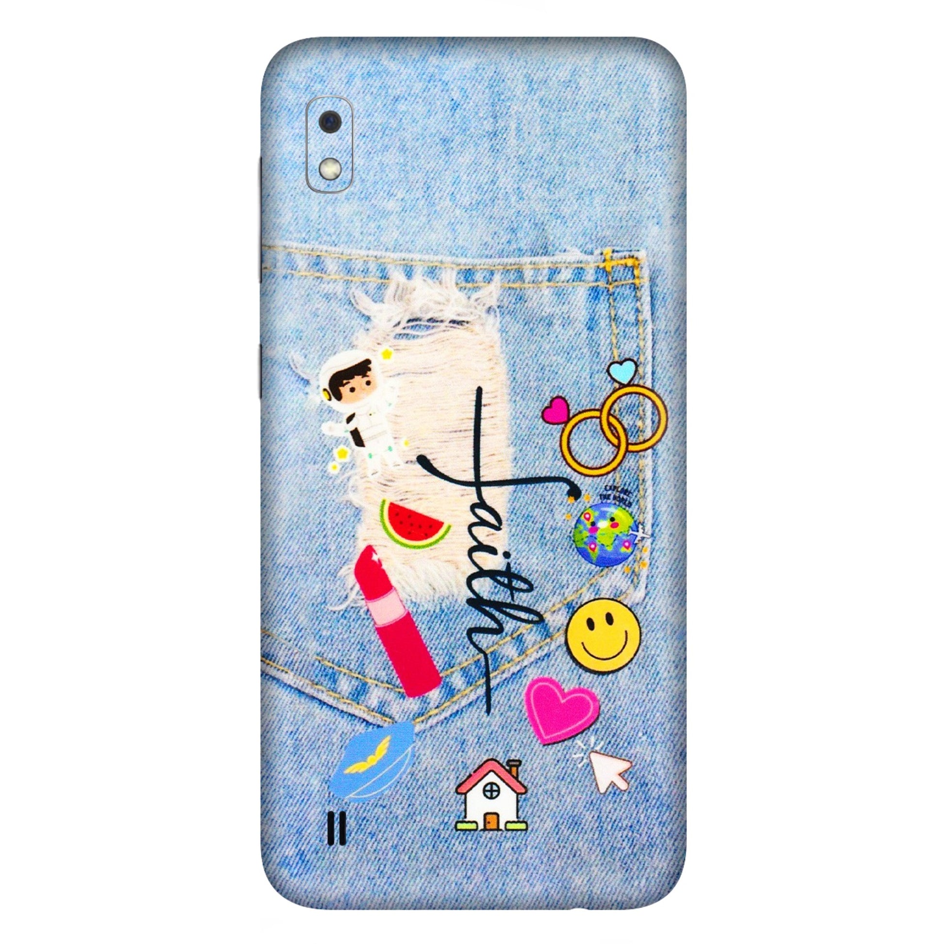 Samsung A/S Series Phone Skins (All Models) - Denim Jeans Pocket - 3D Embossed Finish (L-134) Samsung Galaxy A10