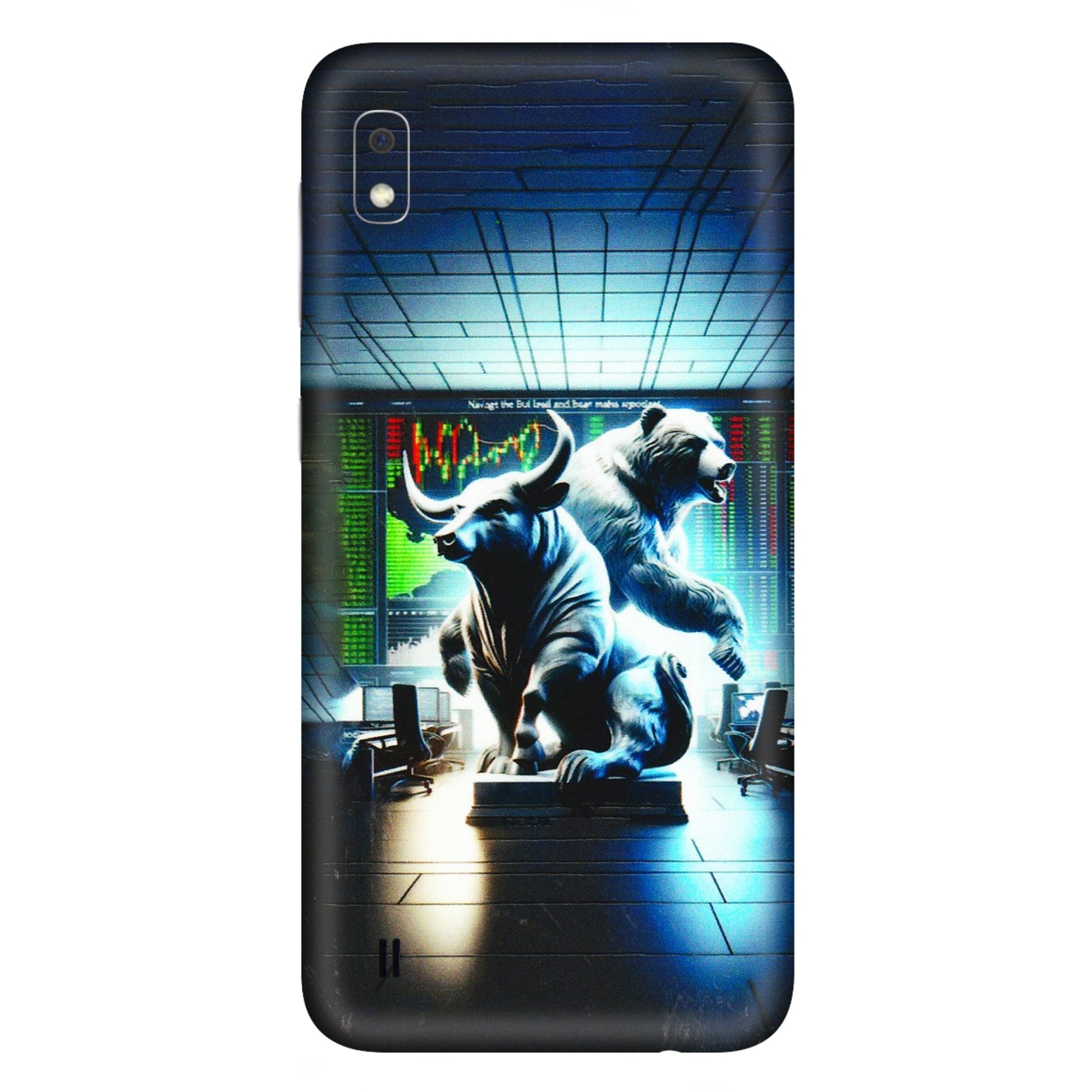 Samsung A/S Series Phone Skins (All Models) - Stock Market Sensex Bear vs Bulls - 3D Embossed Finish (L-15) Samsung Galaxy A10