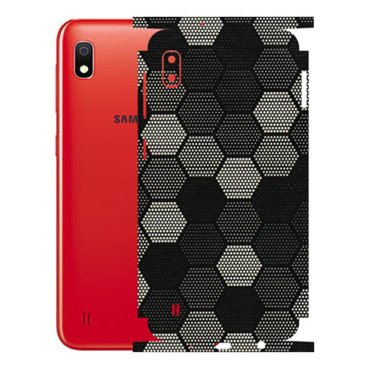 Samsung A/S Series Phone Skins (All Models) - Black & White Dotted Honeycomb Texture - 3D Embossed Finish (L-202) Samsung Galaxy A10