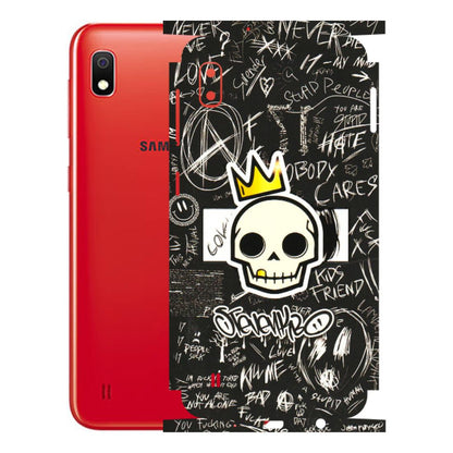 Samsung A/S Series Phone Skins (All Models) - Funny Skull Black Chalk Grafitti - 3D Embossed Finish (L-22) Samsung Galaxy A10