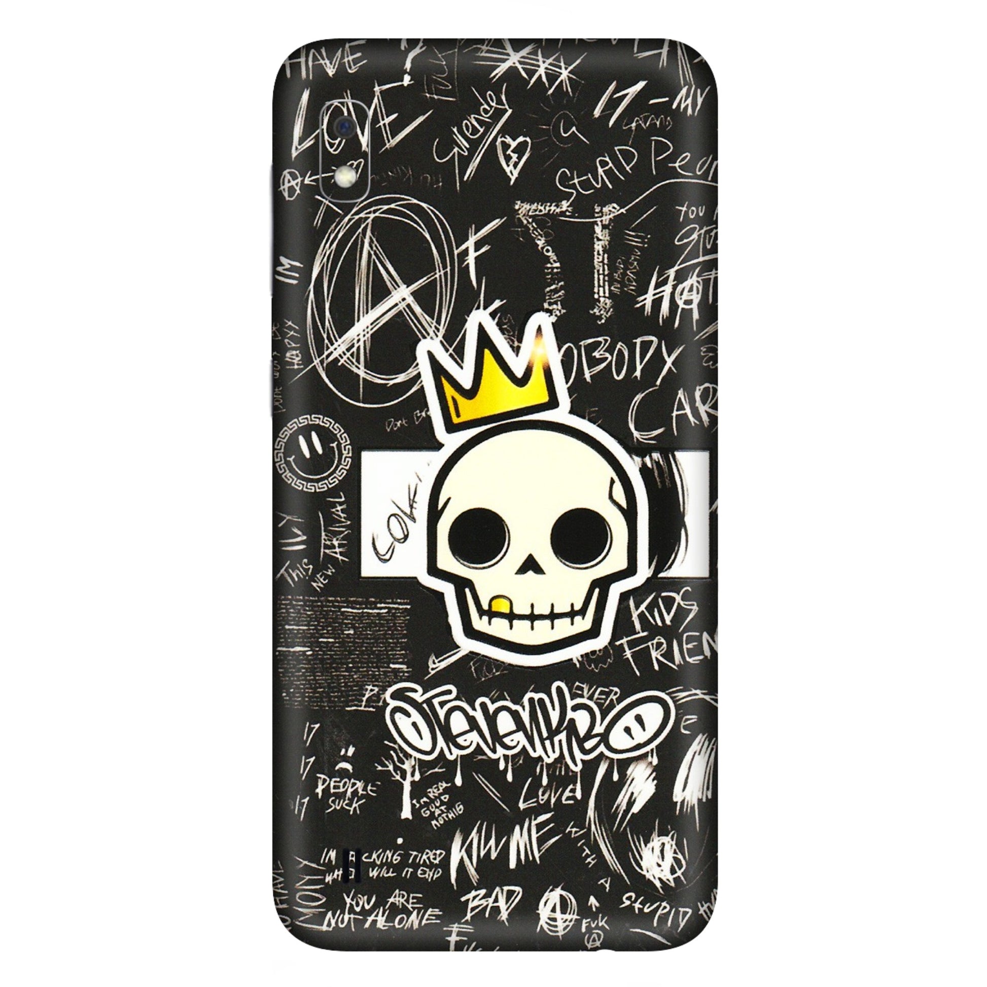 Samsung A/S Series Phone Skins (All Models) - Funny Skull Black Chalk Grafitti - 3D Embossed Finish (L-22) Samsung Galaxy A10