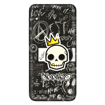 Samsung A/S Series Phone Skins (All Models) - Funny Skull Black Chalk Grafitti - 3D Embossed Finish (L-22) Samsung Galaxy A10