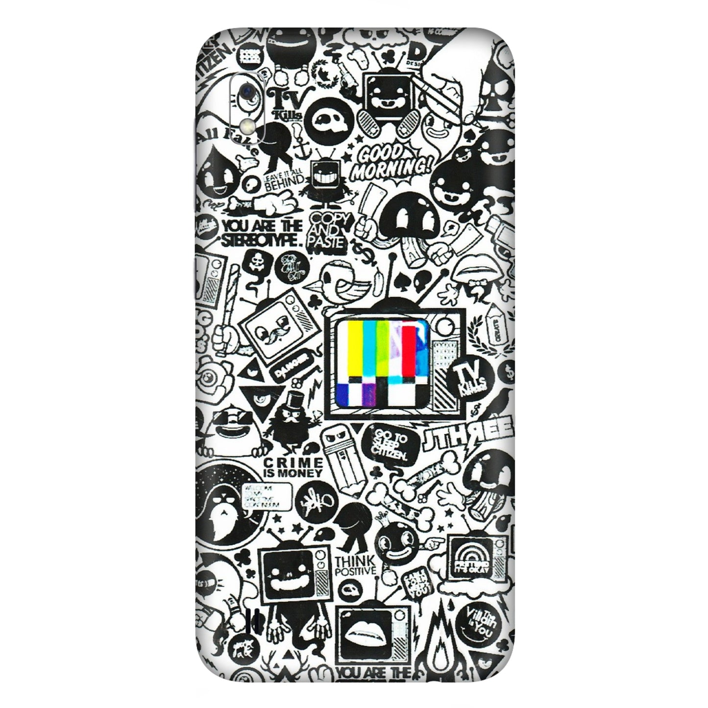 Samsung A/S Series Phone Skins (All Models) - Doodles Positive Art - 3D Embossed Finish (L-263) Samsung Galaxy A10