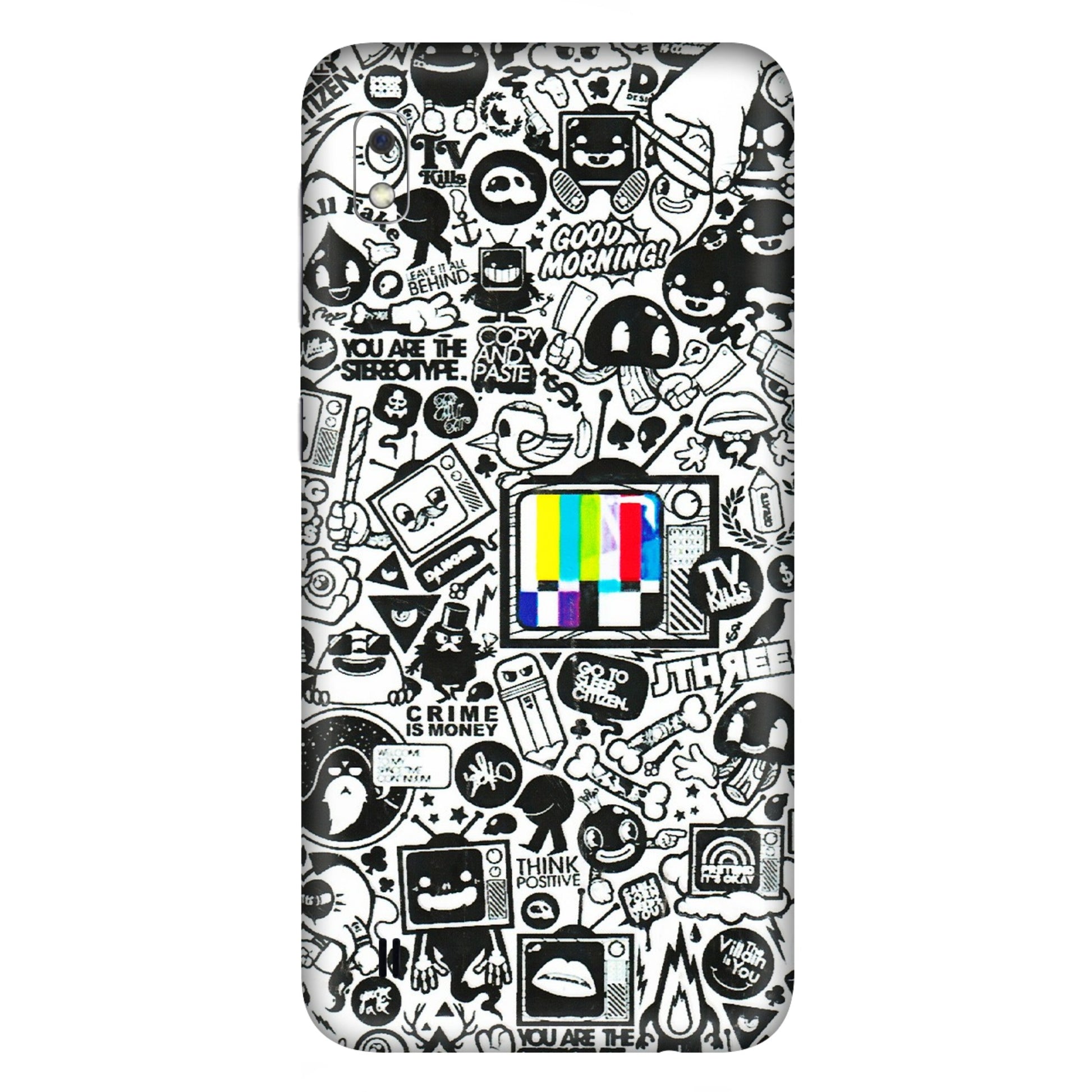 Samsung A/S Series Phone Skins (All Models) - Doodles Positive Art - 3D Embossed Finish (L-263) Samsung Galaxy A10