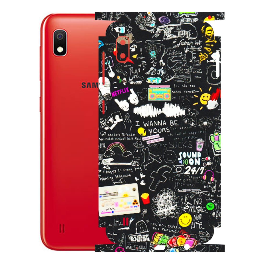 Samsung A/S Series Phone Skins (All Models) - Black Creatives Doodles - 3D Embossed Finish (L-311) Samsung Galaxy A10