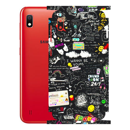 Samsung A/S Series Phone Skins (All Models) - Black Creatives Doodles - 3D Embossed Finish (L-311) Samsung Galaxy A10