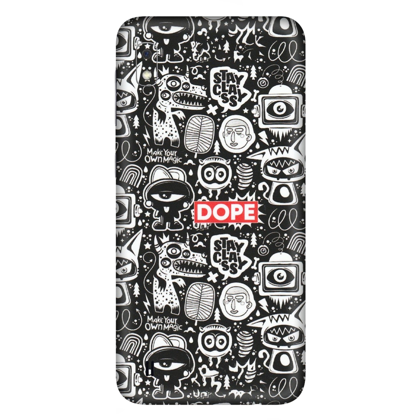 Samsung A/S Series Phone Skins (All Models) - Dope Stay Classy Black Doodles - Matte Finish (M-126) Samsung Galaxy A10