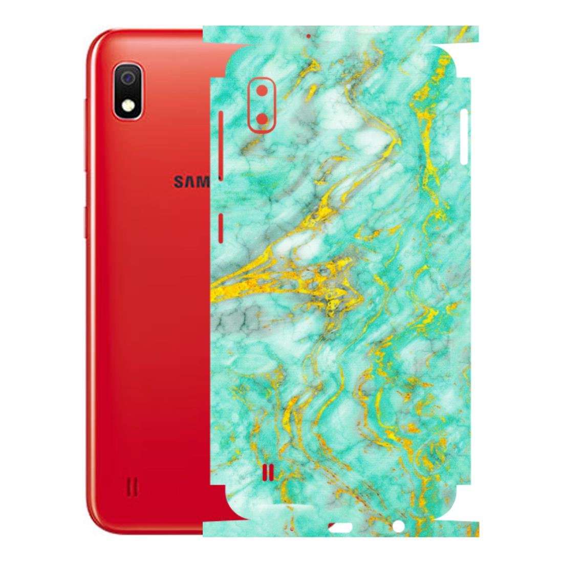 Samsung A/S Series Phone Skins (All Models) - Green And Gold Marble Feel - Matte Finish (M-16) Samsung Galaxy A10