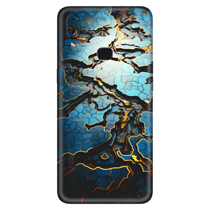 Samsung A/S Series Phone Skins (All Models) - Blue Gold Abstract - 3D Embossed Finish (L-11) Samsung Galaxy A10S