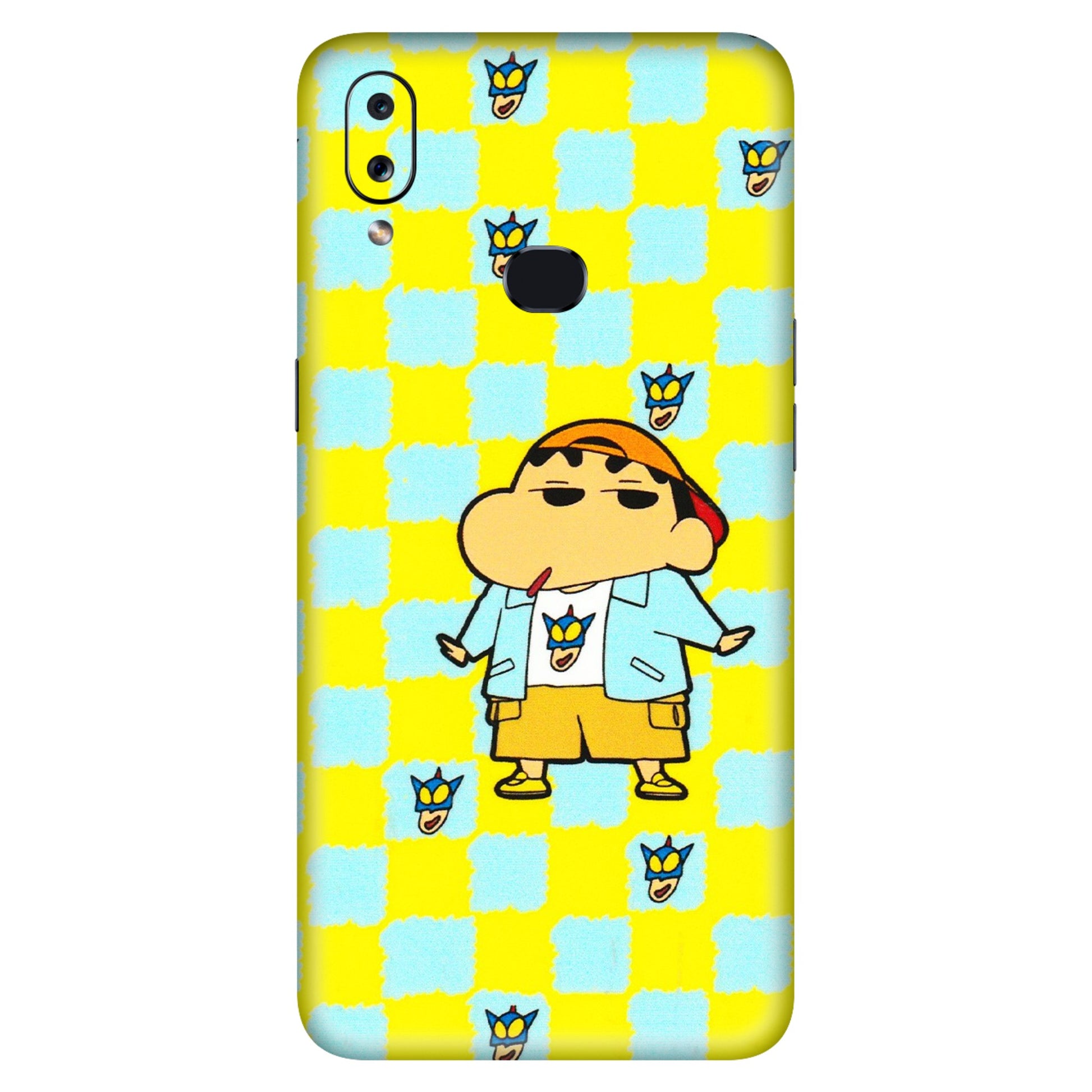 Samsung A/S Series Phone Skins (All Models) - Yellow Blue Shinchan Cute - 3D Embossed Finish (L-221) Samsung Galaxy A10S
