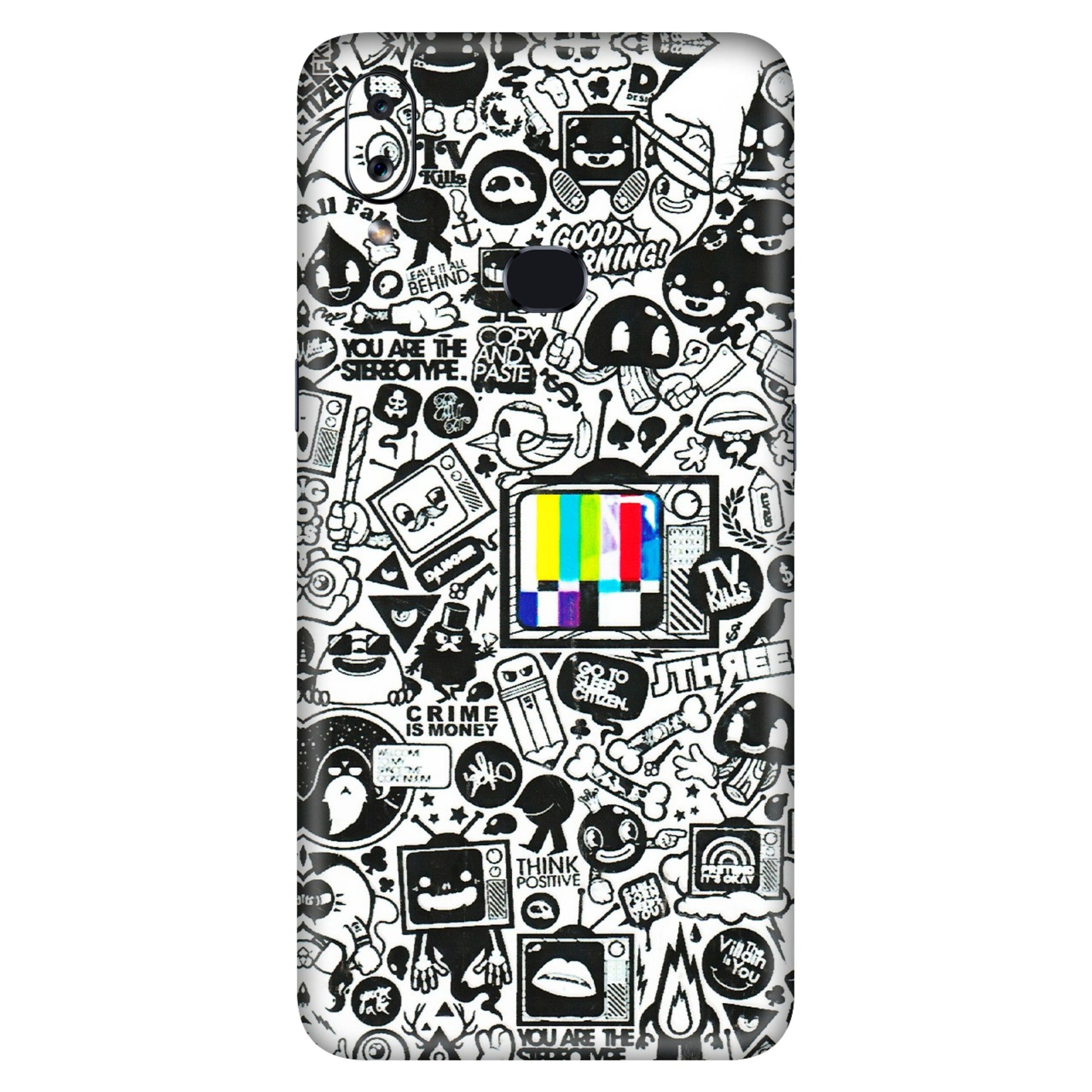 Samsung A/S Series Phone Skins (All Models) - Doodles Positive Art - 3D Embossed Finish (L-263) Samsung Galaxy A10S