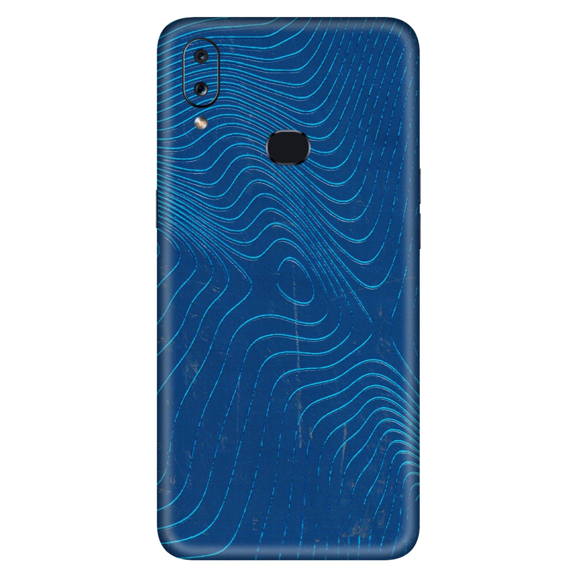 Samsung A/S Series Phone Skins (All Models) - Abstract Blue Line Map - 3D Embossed Finish (L-272) Samsung Galaxy A10S