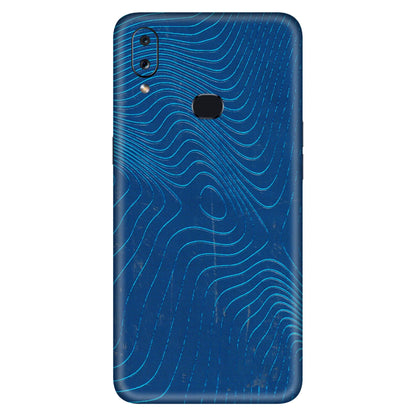 Samsung A/S Series Phone Skins (All Models) - Abstract Blue Line Map - 3D Embossed Finish (L-272) Samsung Galaxy A10S