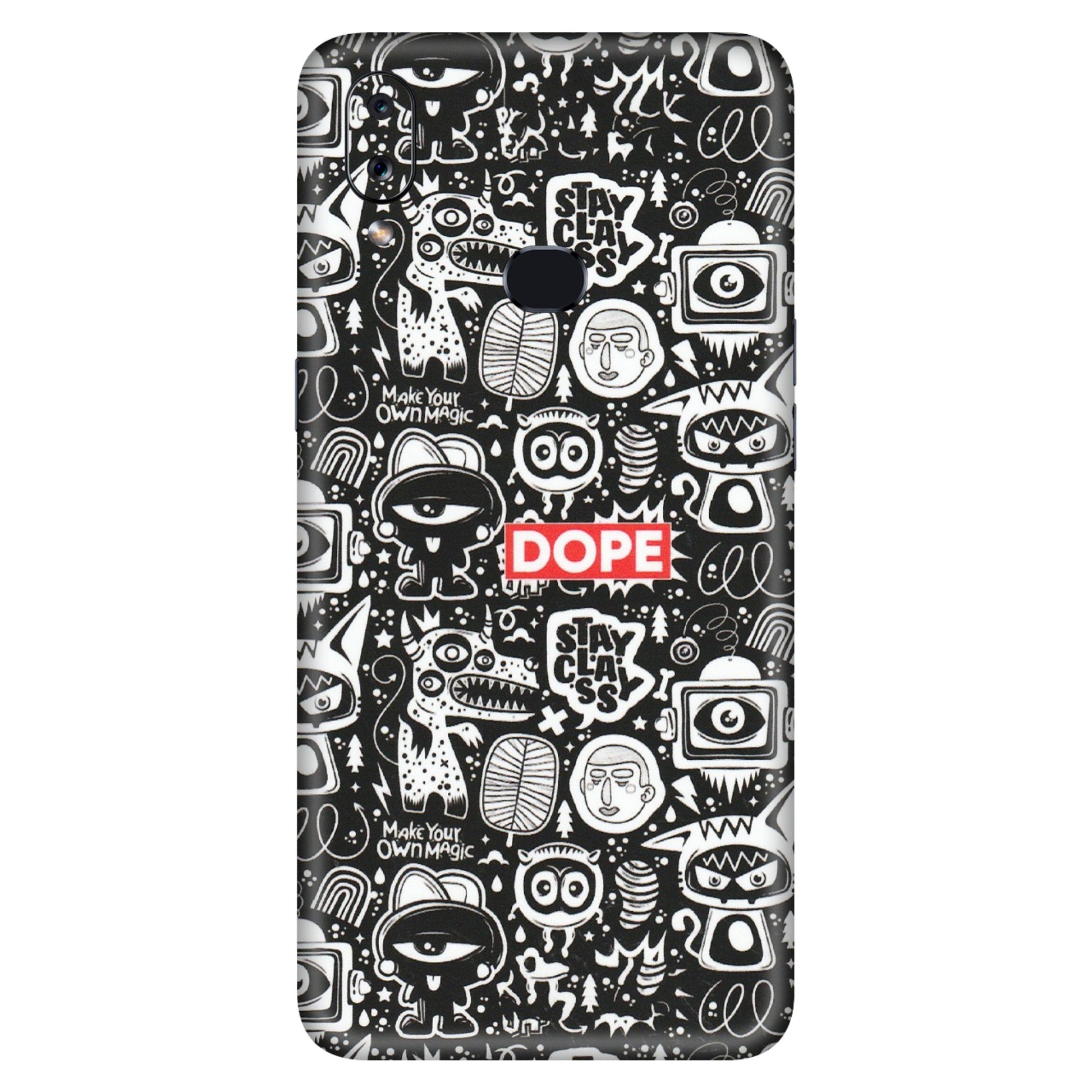 Samsung A/S Series Phone Skins (All Models) - Dope Stay Classy Black Doodles - Matte Finish (M-126) Samsung Galaxy A10S