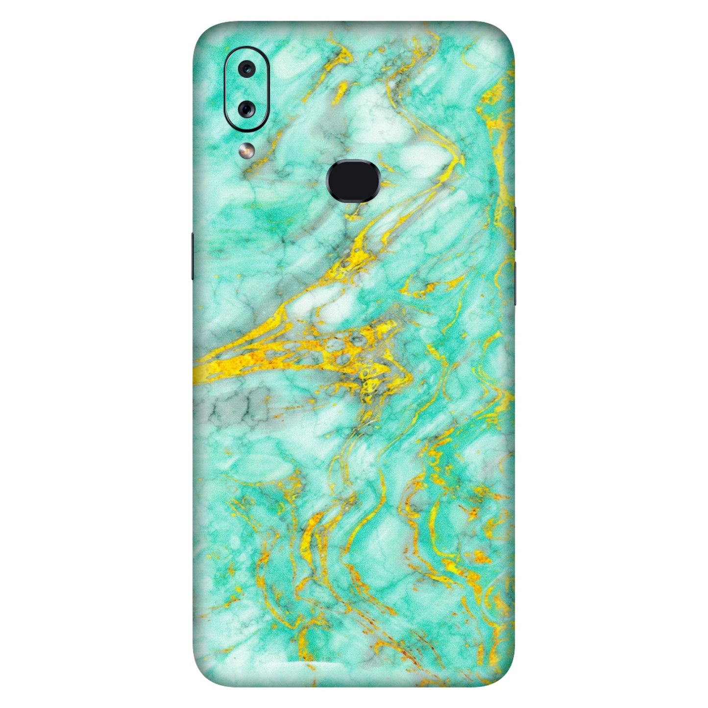 Samsung A/S Series Phone Skins (All Models) - Green And Gold Marble Feel - Matte Finish (M-16) Samsung Galaxy A10S