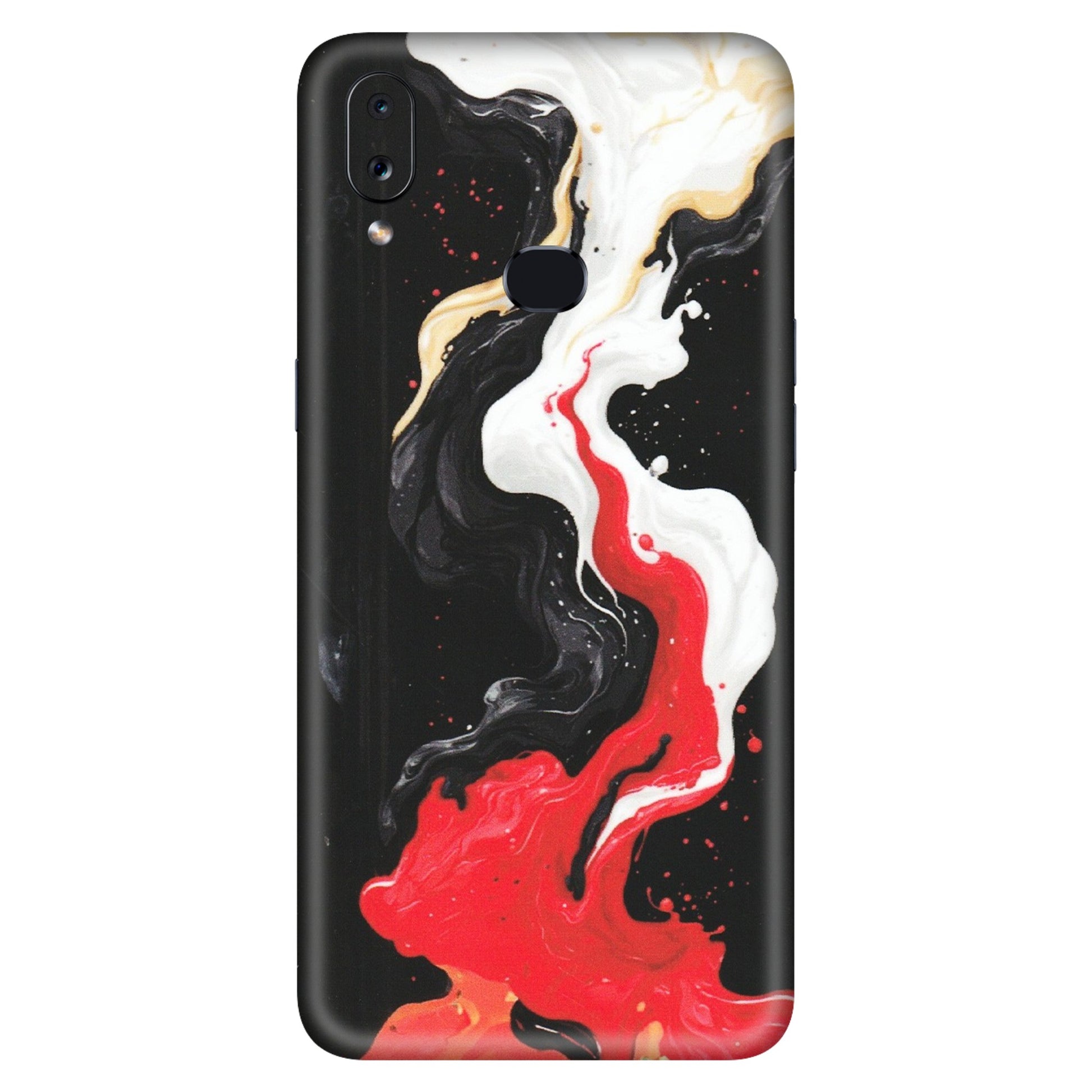 Samsung A/S Series Phone Skins (All Models) - Black Red White Paint Splash Fusion - Matte Finish (M-56) Samsung Galaxy A10S