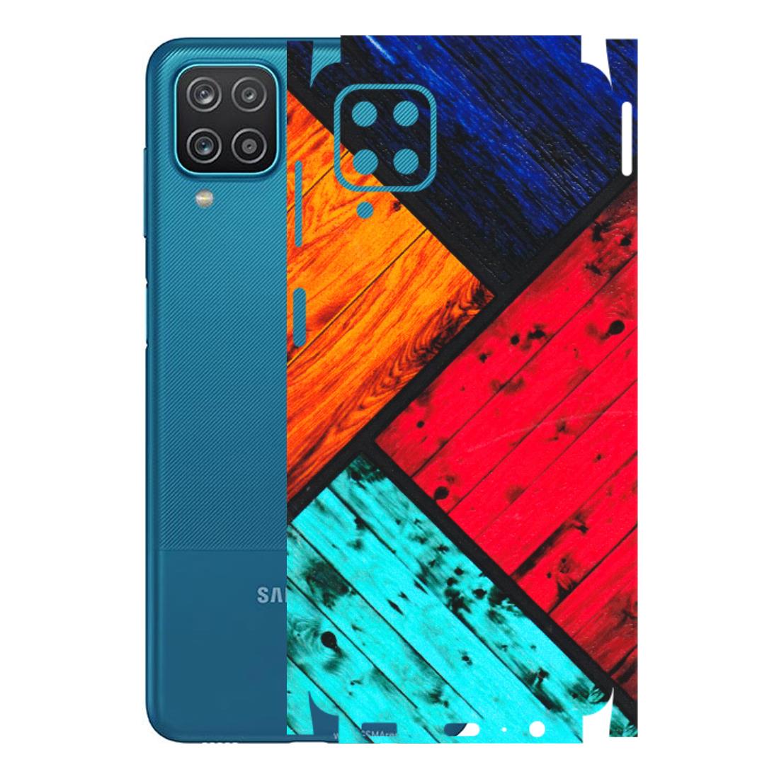 Samsung A/S Series Phone Skins (All Models) - Colourful Wood Panels Abstract - 3D Embossed Finish (L-09) Samsung Galaxy A12