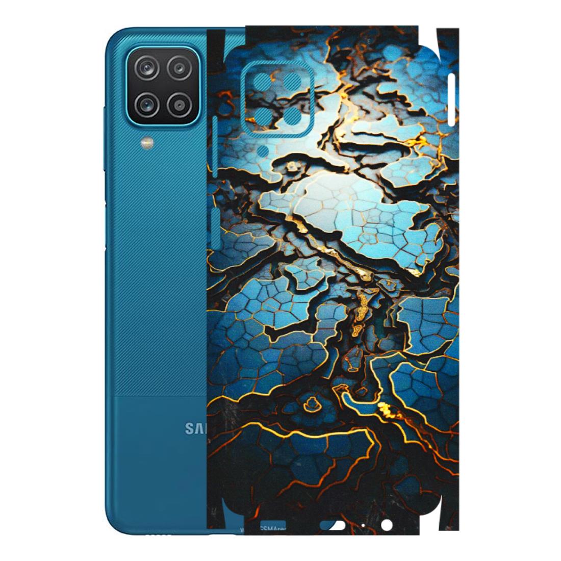 Samsung A/S Series Phone Skins (All Models) - Blue Gold Abstract - 3D Embossed Finish (L-11) Samsung Galaxy A12
