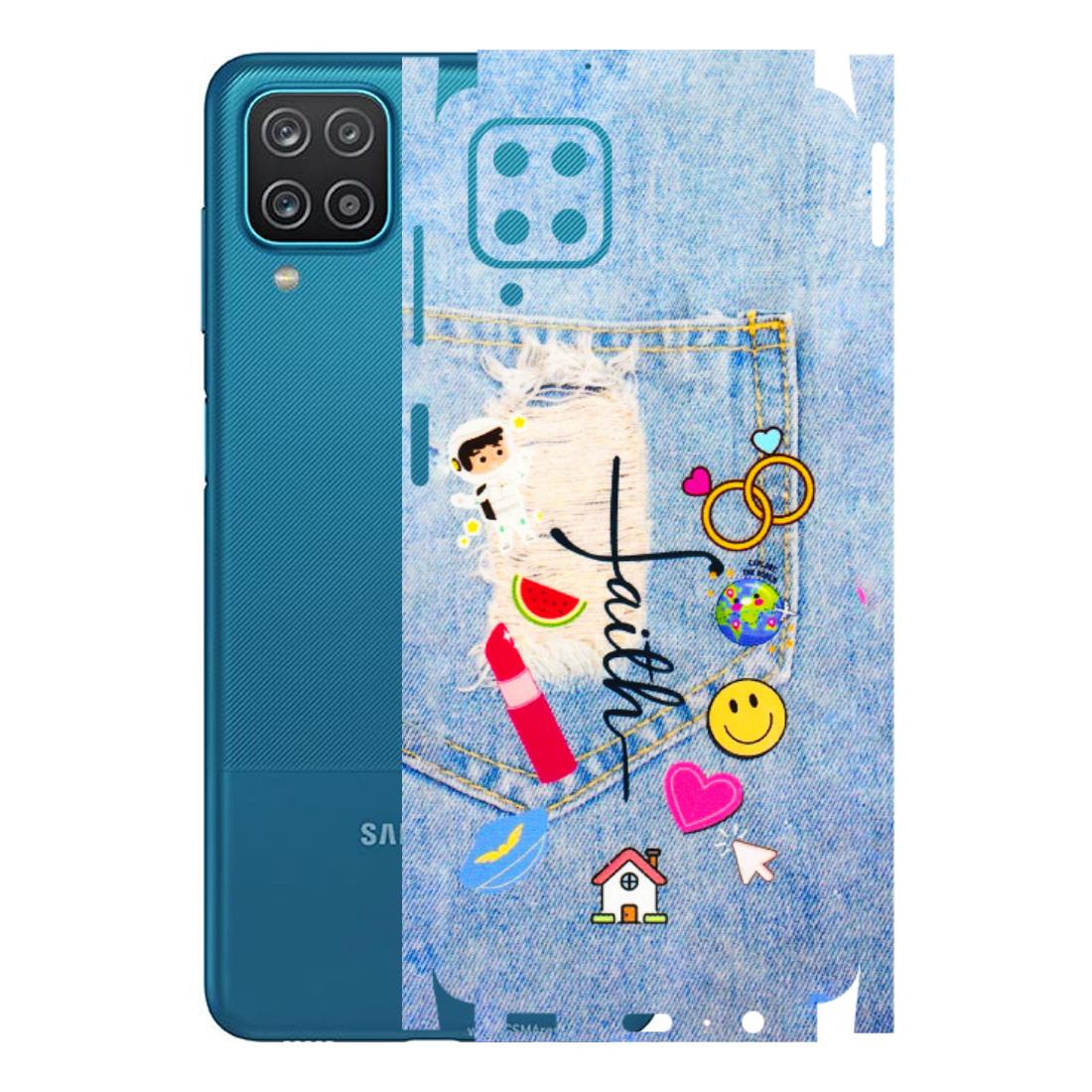 Samsung A/S Series Phone Skins (All Models) - Denim Jeans Pocket - 3D Embossed Finish (L-134) Samsung Galaxy A12