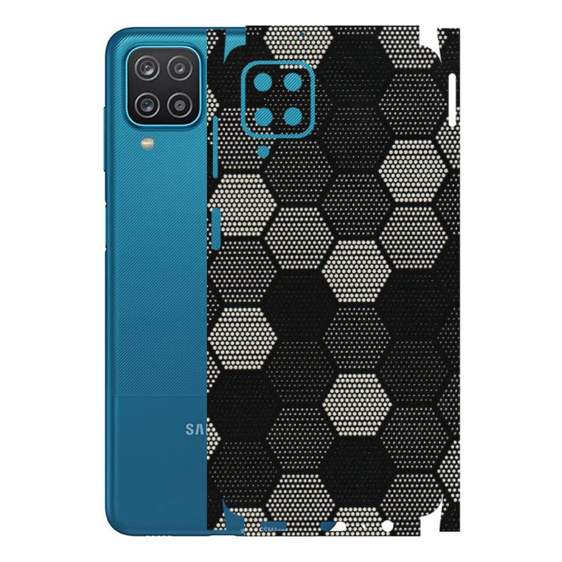 Samsung A/S Series Phone Skins (All Models) - Black & White Dotted Honeycomb Texture - 3D Embossed Finish (L-202) Samsung Galaxy A12
