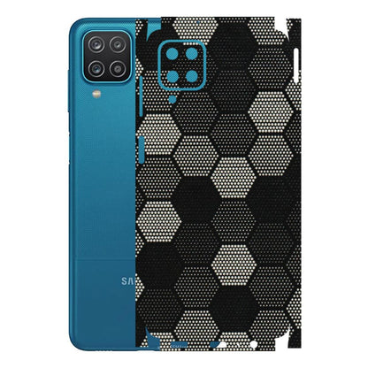 Samsung A/S Series Phone Skins (All Models) - Black & White Dotted Honeycomb Texture - 3D Embossed Finish (L-202) Samsung Galaxy A12