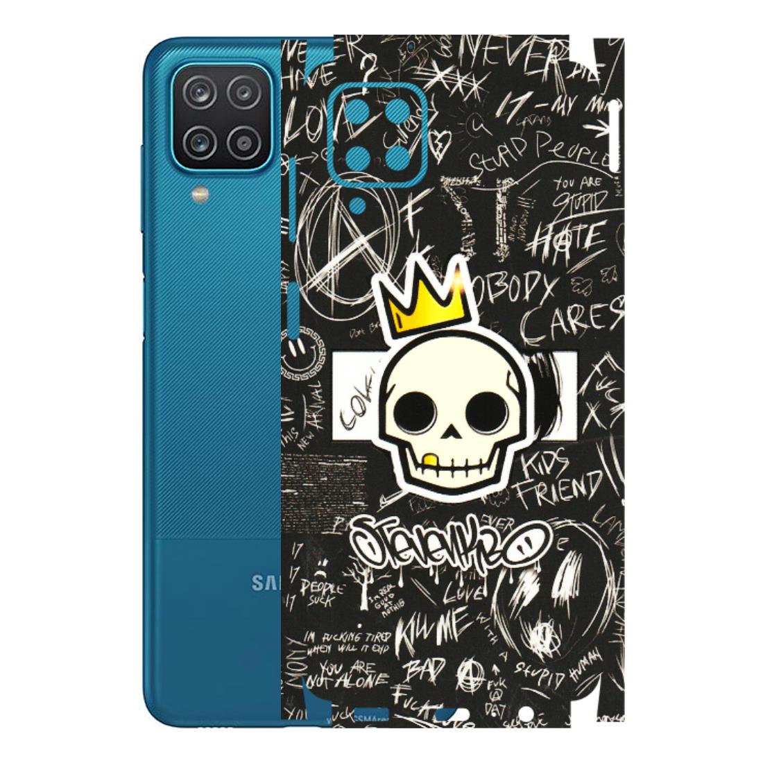 Samsung A/S Series Phone Skins (All Models) - Funny Skull Black Chalk Grafitti - 3D Embossed Finish (L-22) Samsung Galaxy A12