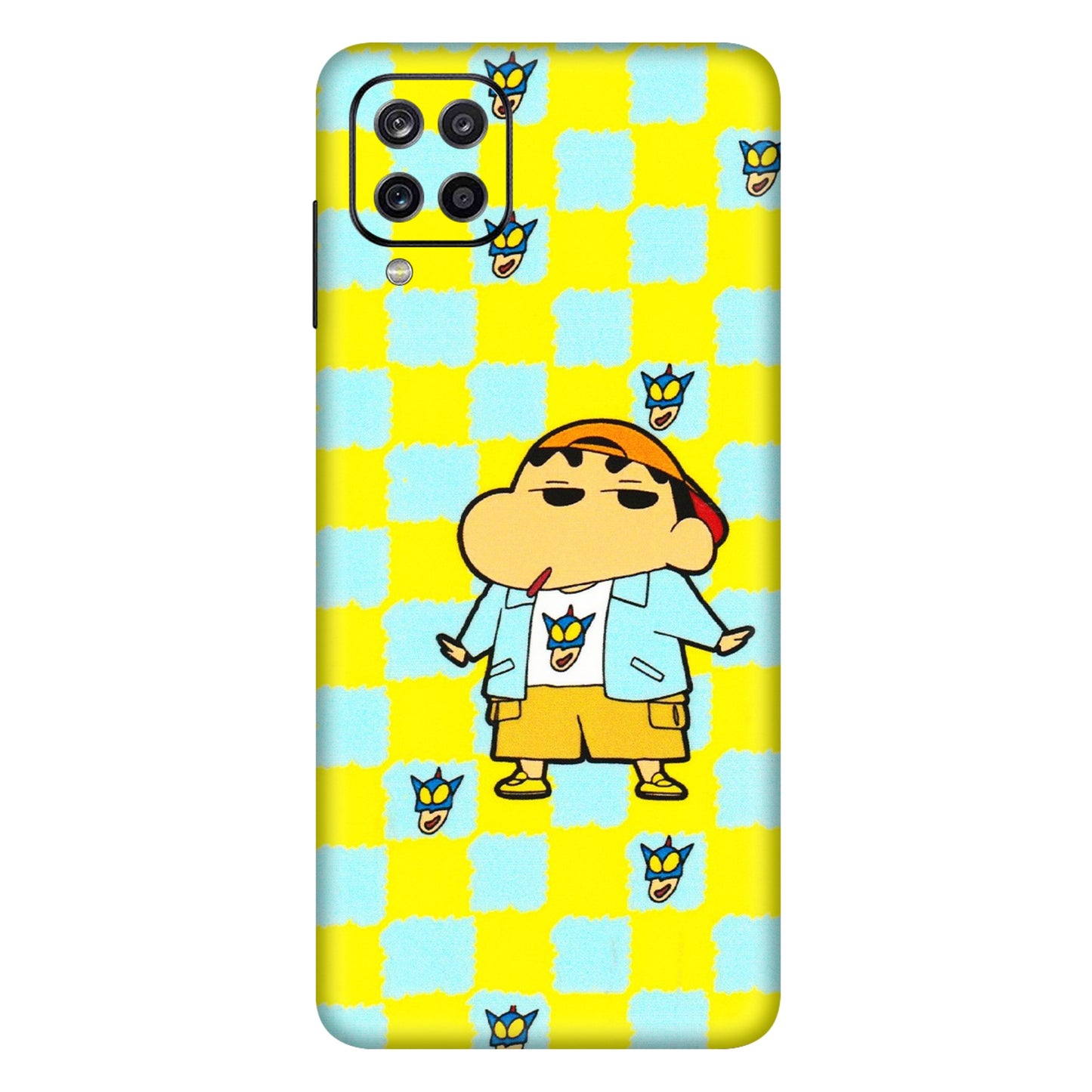 Samsung A/S Series Phone Skins (All Models) - Yellow Blue Shinchan Cute - 3D Embossed Finish (L-221) Samsung Galaxy A12