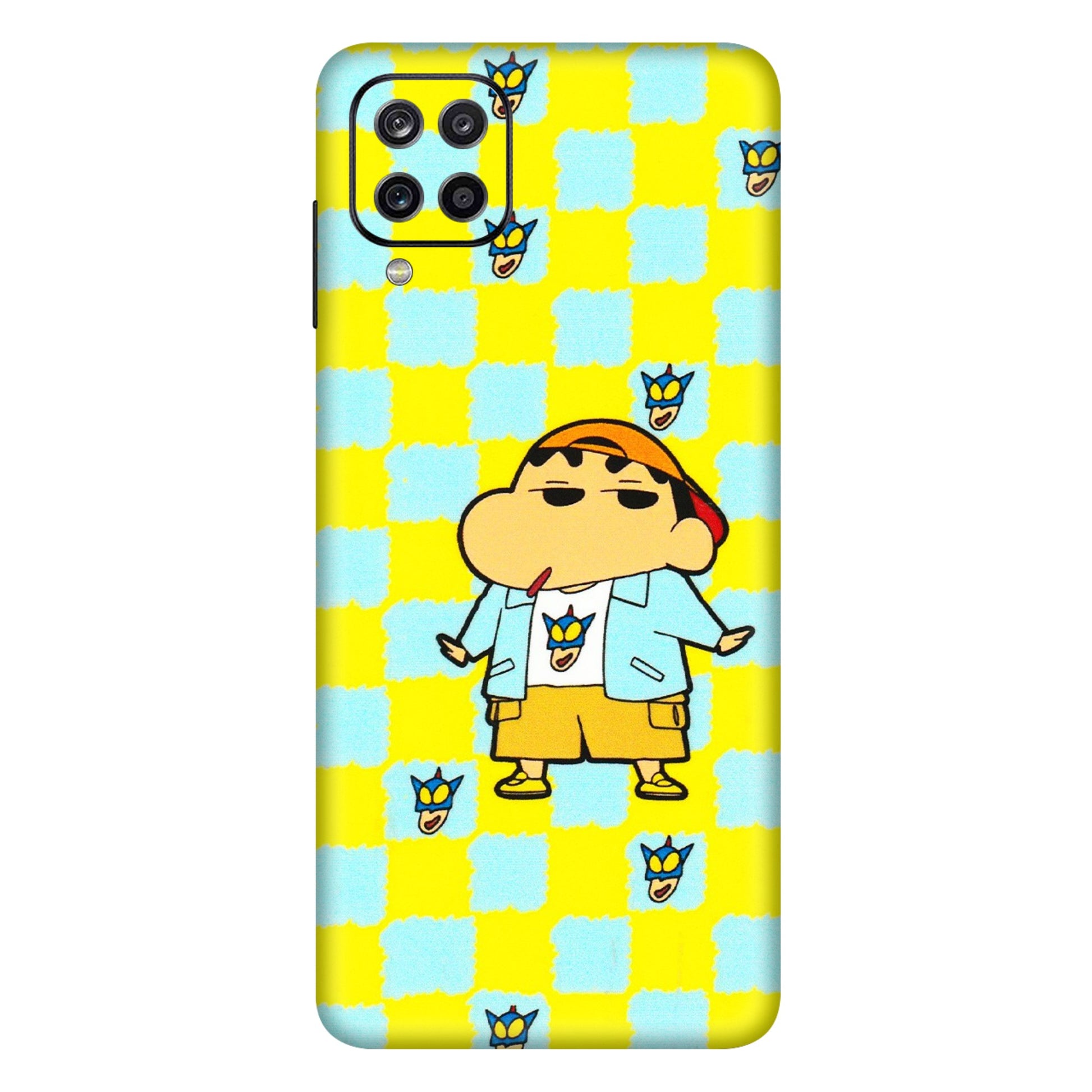 Samsung A/S Series Phone Skins (All Models) - Yellow Blue Shinchan Cute - 3D Embossed Finish (L-221) Samsung Galaxy A12