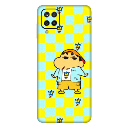Samsung A/S Series Phone Skins (All Models) - Yellow Blue Shinchan Cute - 3D Embossed Finish (L-221) Samsung Galaxy A12