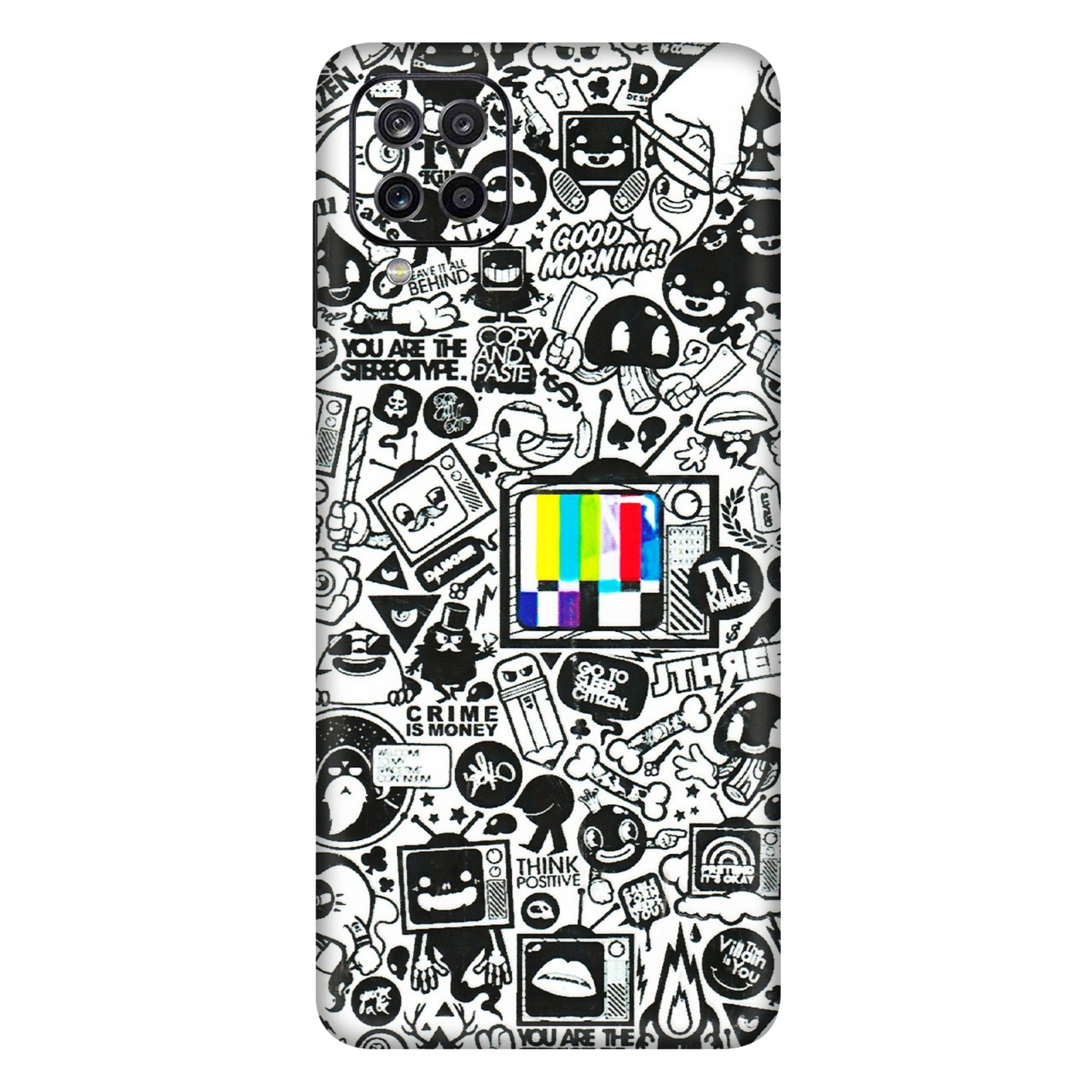 Samsung A/S Series Phone Skins (All Models) - Doodles Positive Art - 3D Embossed Finish (L-263) Samsung Galaxy A12