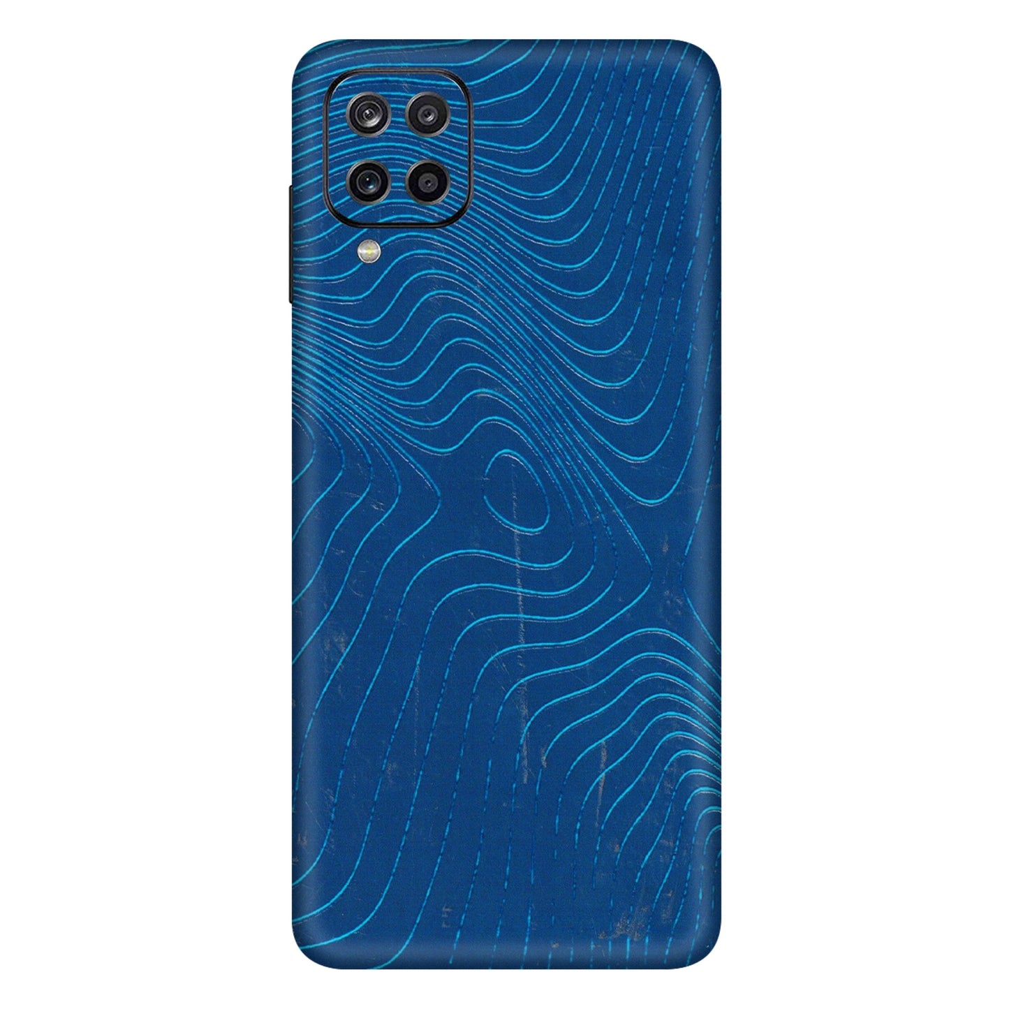 Samsung A/S Series Phone Skins (All Models) - Abstract Blue Line Map - 3D Embossed Finish (L-272) Samsung Galaxy A12