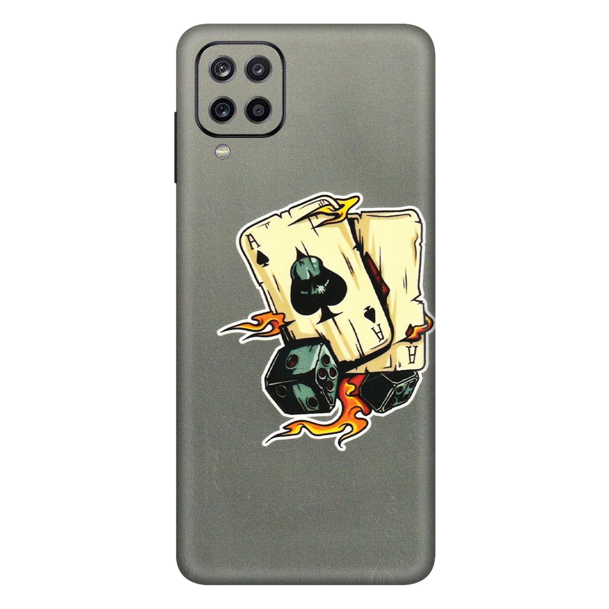 Samsung A/S Series Phone Skins (All Models) - Grey Cards Of Ace - 3D Embossed Finish (L-77) Samsung Galaxy A12