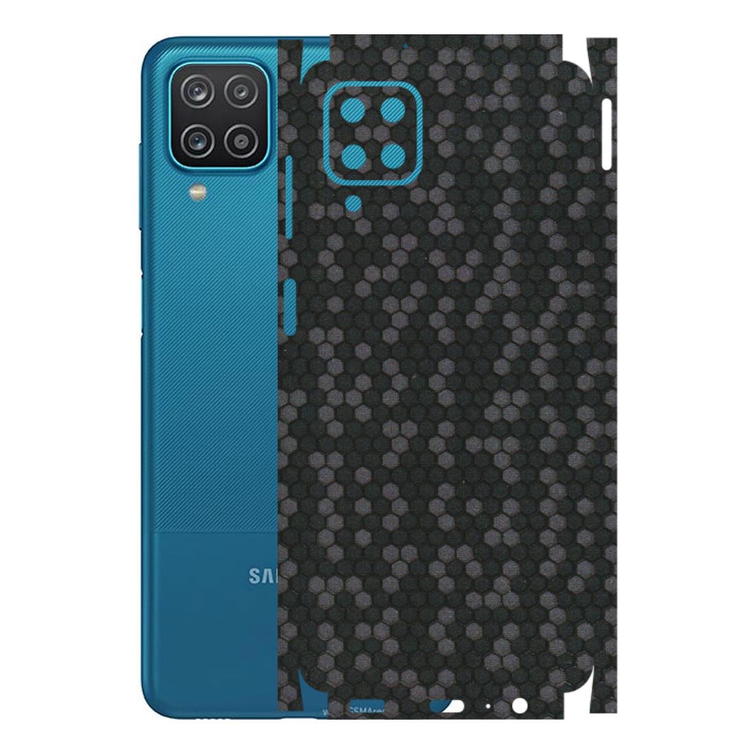 Samsung A/S Series Phone Skins (All Models) - Black Grey Honeycomb Sober - 3D Embossed Finish (L-85) Samsung Galaxy A12