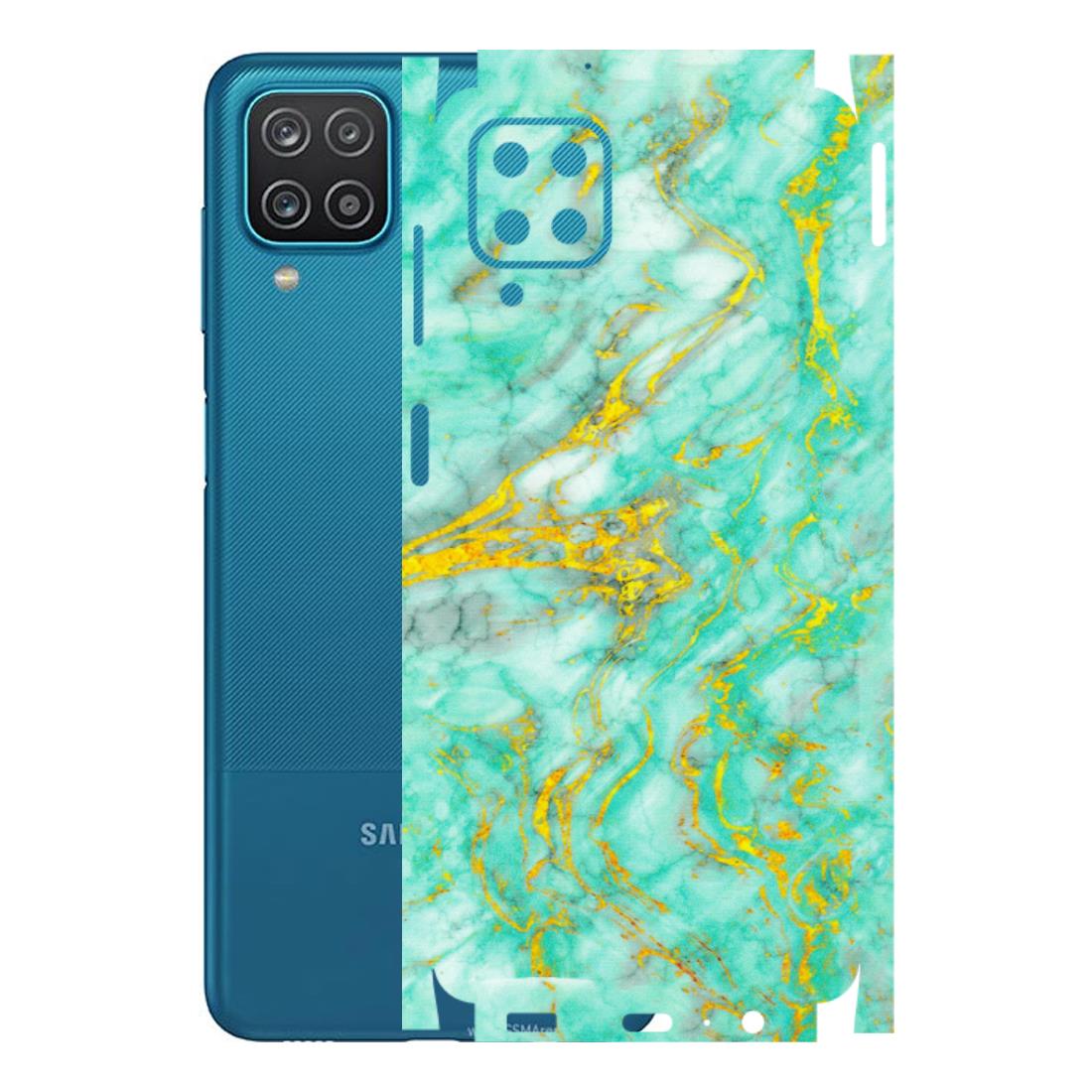 Samsung A/S Series Phone Skins (All Models) - Green And Gold Marble Feel - Matte Finish (M-16) Samsung Galaxy A12
