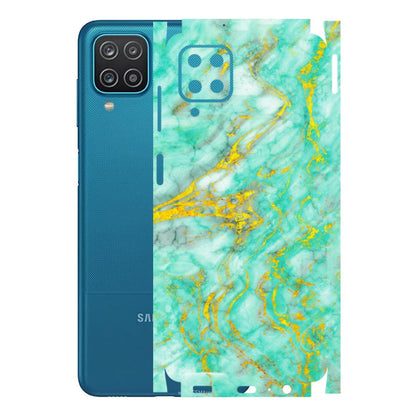 Samsung A/S Series Phone Skins (All Models) - Green And Gold Marble Feel - Matte Finish (M-16) Samsung Galaxy A12