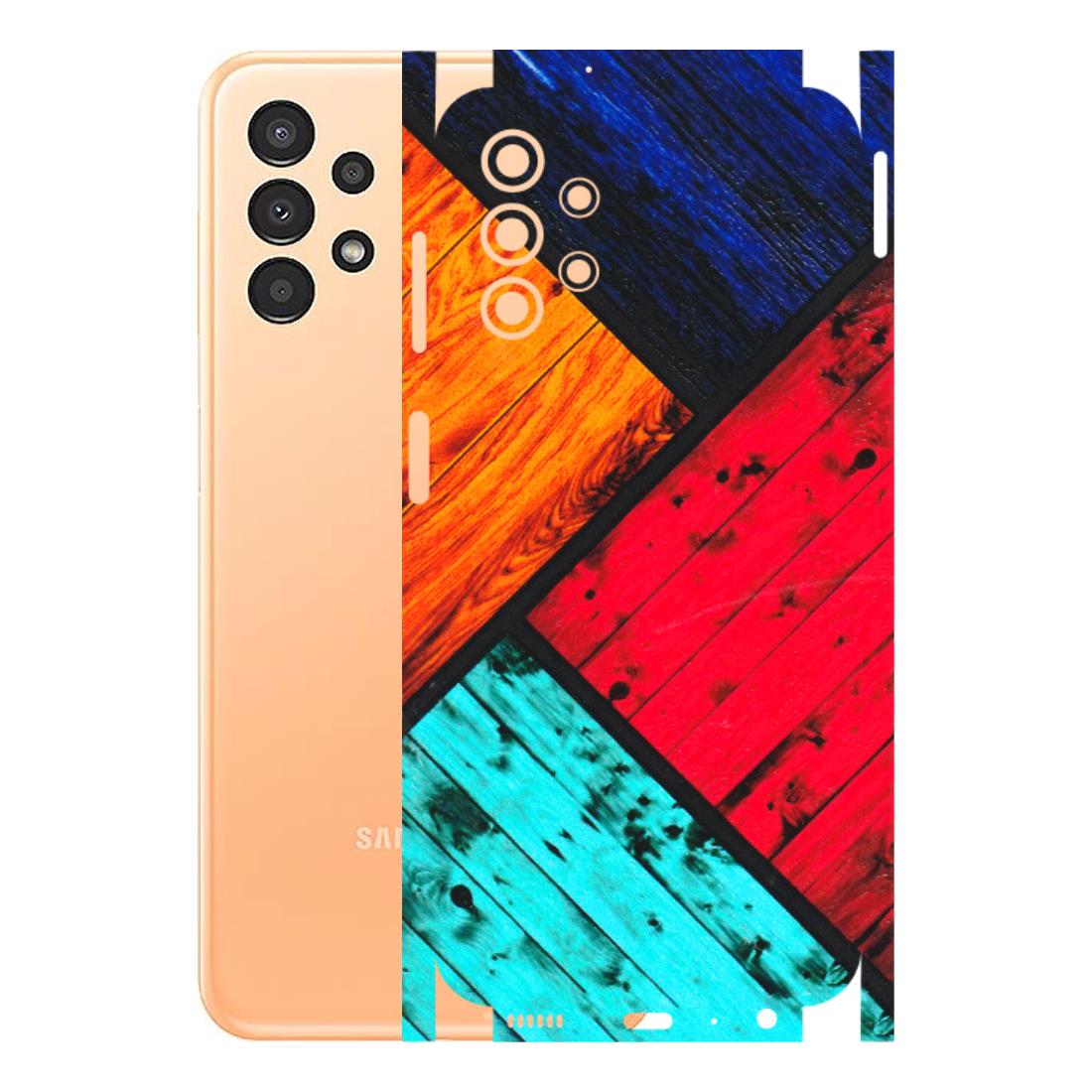 Samsung A/S Series Phone Skins (All Models) - Colourful Wood Panels Abstract - 3D Embossed Finish (L-09) Samsung Galaxy A13 4G