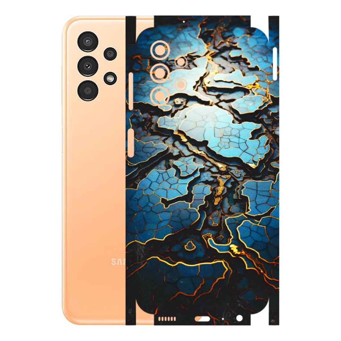 Samsung A/S Series Phone Skins (All Models) - Blue Gold Abstract - 3D Embossed Finish (L-11) Samsung Galaxy A13 4G