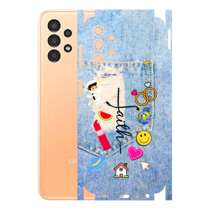 Samsung A/S Series Phone Skins (All Models) - Denim Jeans Pocket - 3D Embossed Finish (L-134) Samsung Galaxy A13 4G