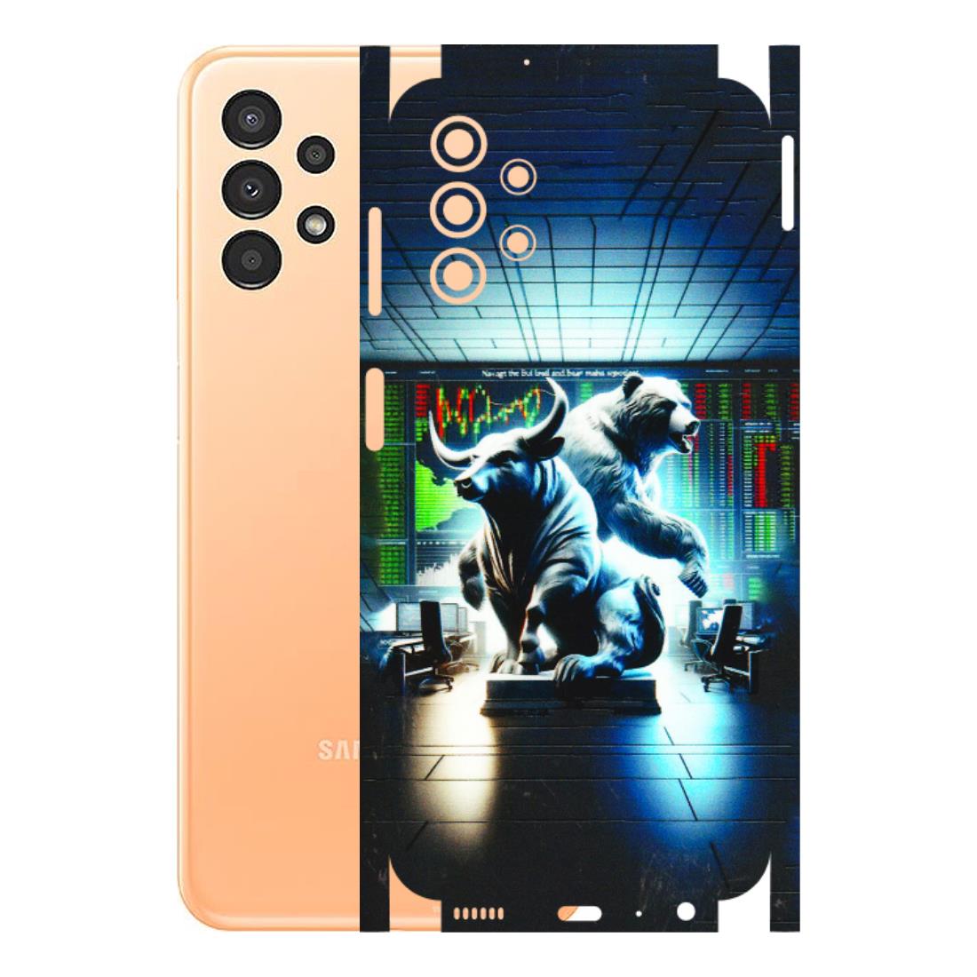 Samsung A/S Series Phone Skins (All Models) - Stock Market Sensex Bear vs Bulls - 3D Embossed Finish (L-15) Samsung Galaxy A13 4G