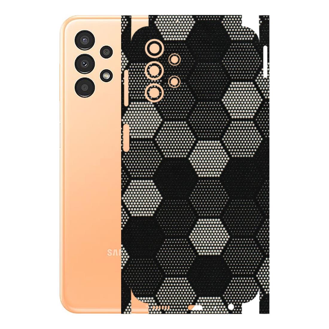 Samsung A/S Series Phone Skins (All Models) - Black & White Dotted Honeycomb Texture - 3D Embossed Finish (L-202) Samsung Galaxy A13 4G