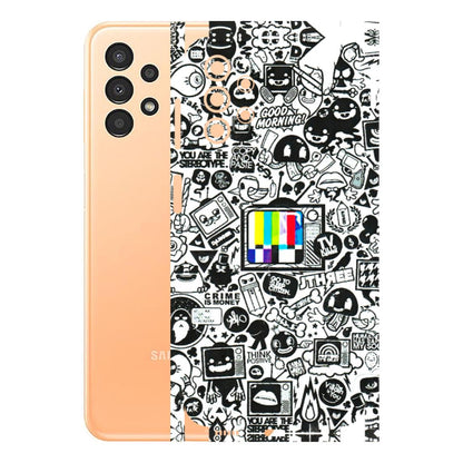 Samsung A/S Series Phone Skins (All Models) - Doodles Positive Art - 3D Embossed Finish (L-263) Samsung Galaxy A13 4G