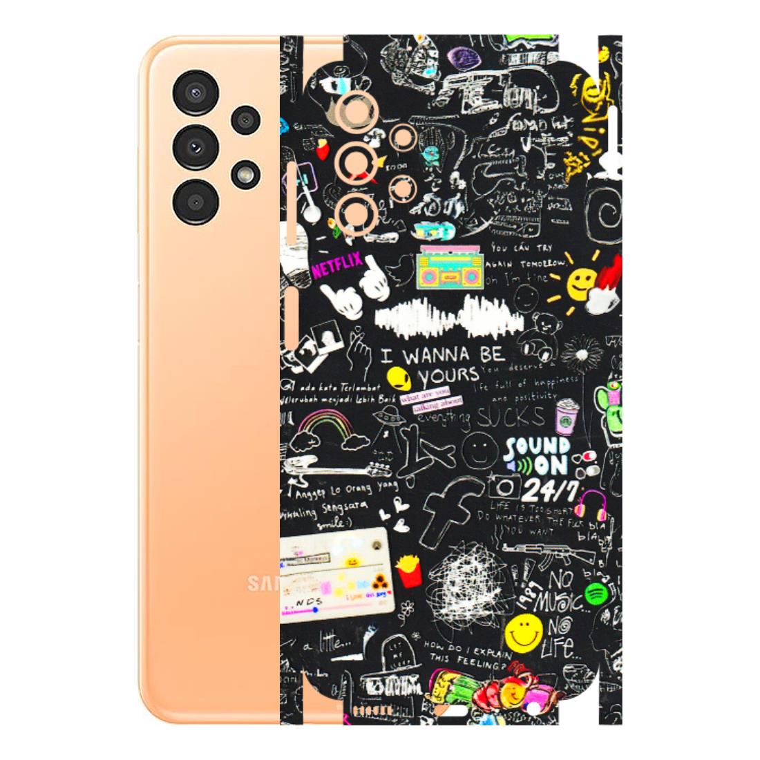 Samsung A/S Series Phone Skins (All Models) - Black Creatives Doodles - 3D Embossed Finish (L-311) Samsung Galaxy A13 4G