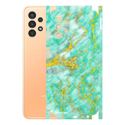 Samsung A/S Series Phone Skins (All Models) - Green And Gold Marble Feel - Matte Finish (M-16) Samsung Galaxy A13 4G