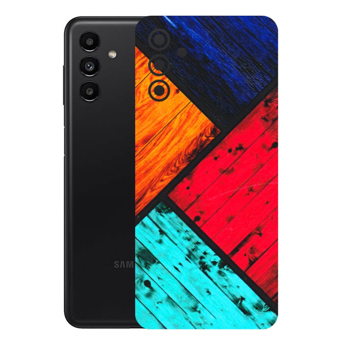 Samsung A/S Series Phone Skins (All Models) - Colourful Wood Panels Abstract - 3D Embossed Finish (L-09) Samsung Galaxy A13 (5G)