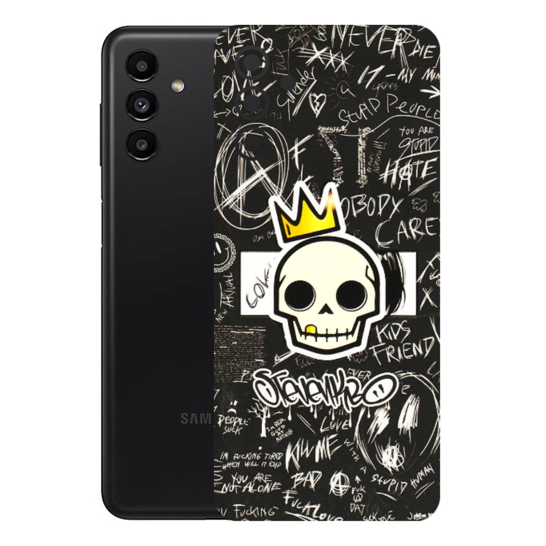 Samsung A/S Series Phone Skins (All Models) - Funny Skull Black Chalk Grafitti - 3D Embossed Finish (L-22) Samsung Galaxy A13 (5G)