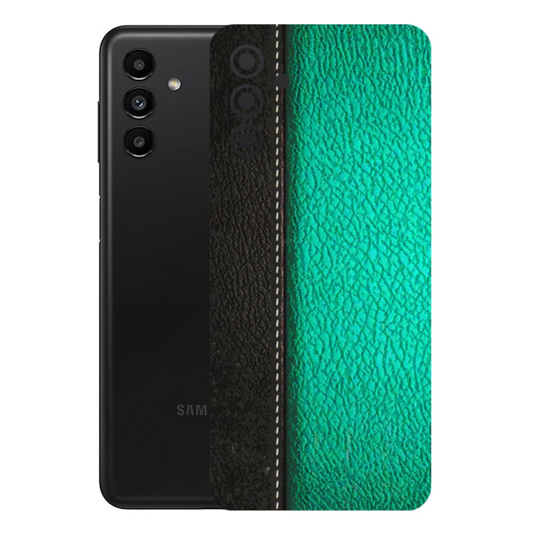 Samsung A/S Series Phone Skins (All Models) - Black Green Dual Leather Stich - 3D Embossed Finish (L-233) Samsung Galaxy A13 (5G)